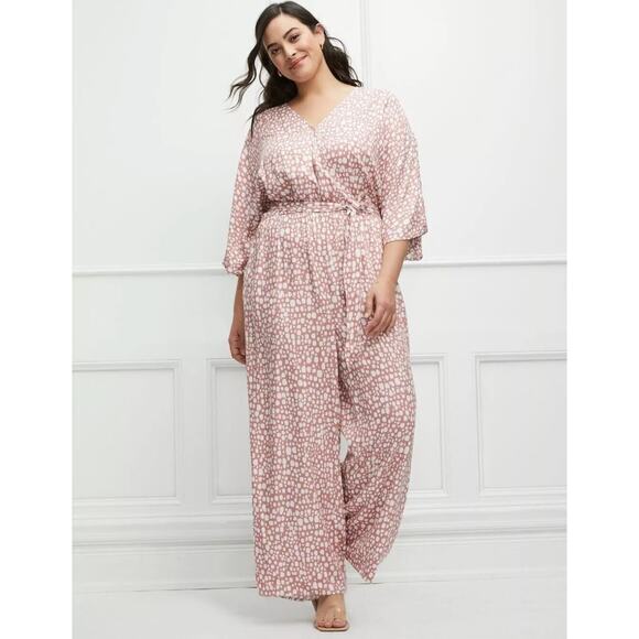 New!  Eloquii Elements womens Tie Front KIMONO JUMPSUIT PLUS size‎ 16 - Picture 1 of 15